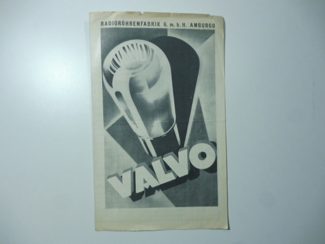 Radiorohrenfabrik G.m.b.h. Amburgo. Pieghevole pubblicitario